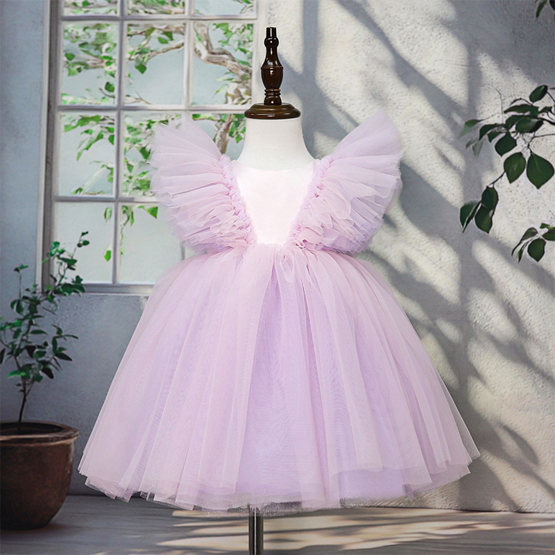 Mesh Folds Sleeveless Midi Dresses - Light Purple - 10-12Y - image 24