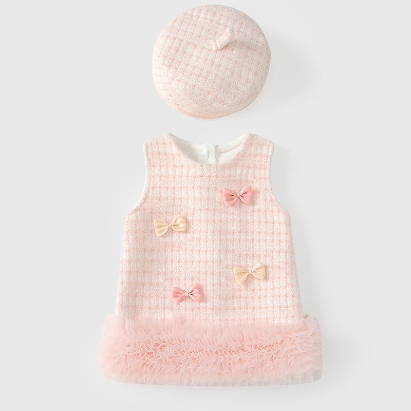 Woolen Fleece Embellished Sleeveless Regular Dresses&two-piece Set - image 1