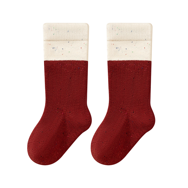 Color-block Braided Design Socks - Red - Top White And Bottom Red - 5-8Y - image 9