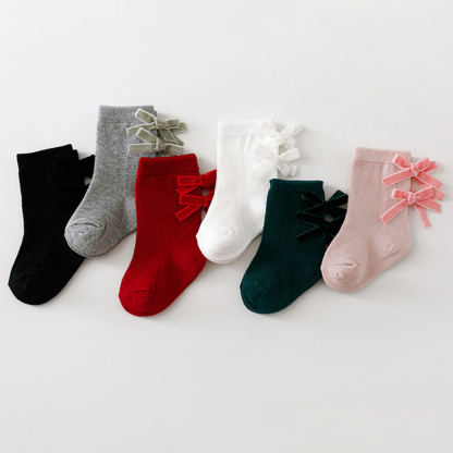 Solid With Bow Socks - image 2