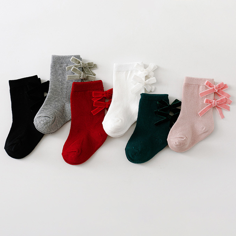 Solid With Bow Socks - image 2