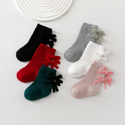 Solid With Bow Socks - image 1