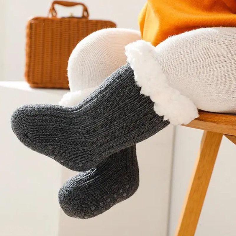 Solid With Bow Socks - Dark Grey - 1-3Y - image 14