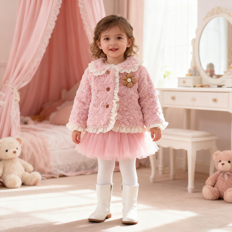 Faux Fur Flouncing Long Sleeve Regular Outerwear - image 2