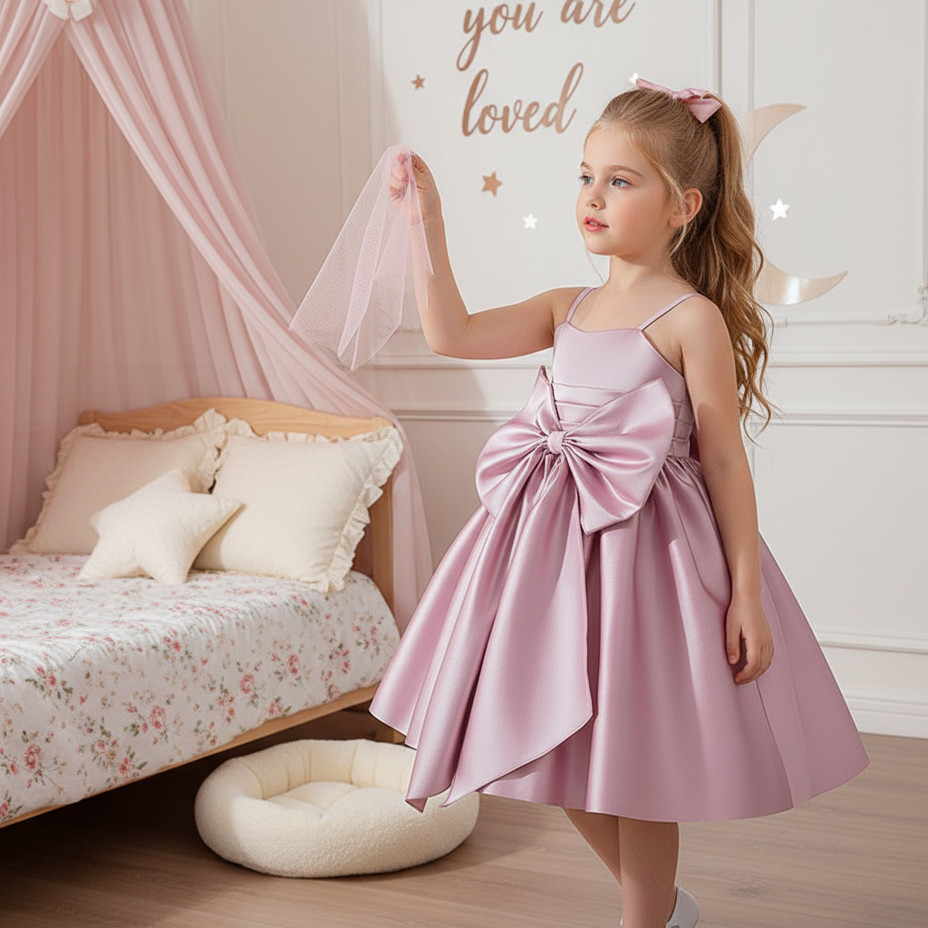 Satin Bow Sleeveless Midi Dresses - image 2