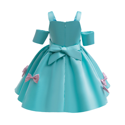 Satin Bow Short Sleeve Midi Dresses - image 3