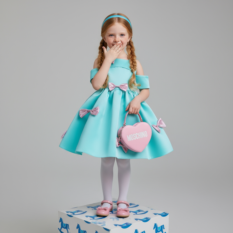 Satin Bow Short Sleeve Midi Dresses - image 1