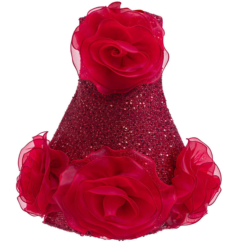 Glitter Rosette Sleeveless Midi Dresses - Red - 7Y - image 1