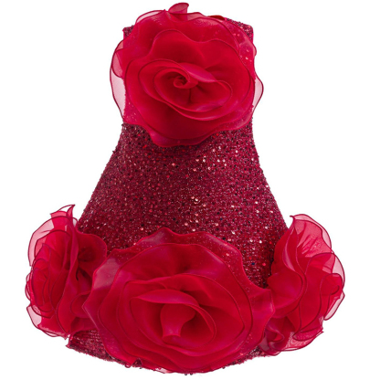 Glitter Rosette Sleeveless Midi Dresses - Red - 7Y - image 1