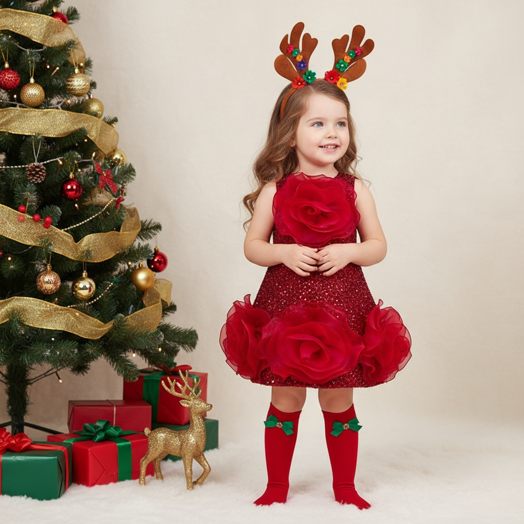 Glitter Rosette Sleeveless Midi Dresses - image 2