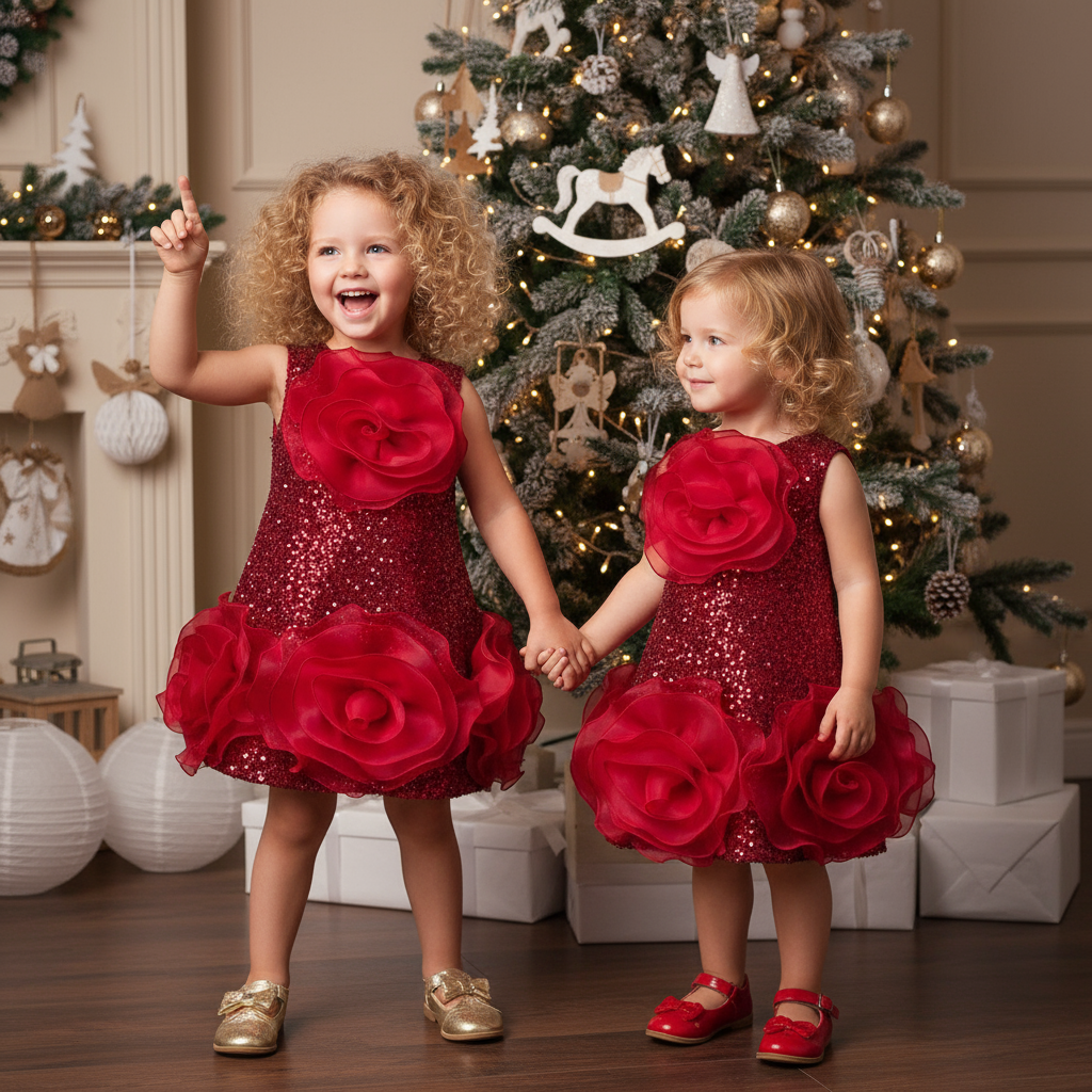 Glitter Rosette Sleeveless Midi Dresses - image 3