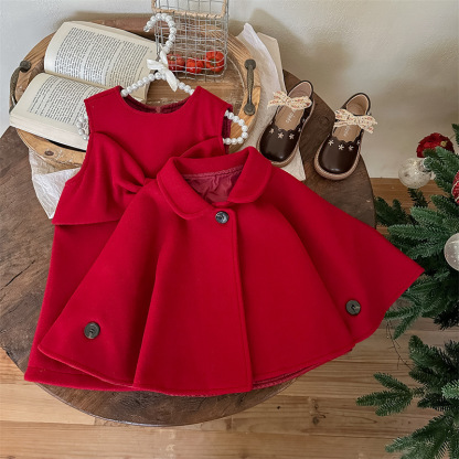 Woolen Bow Long Sleeve Midi Dresses&outerwears Set - image 6