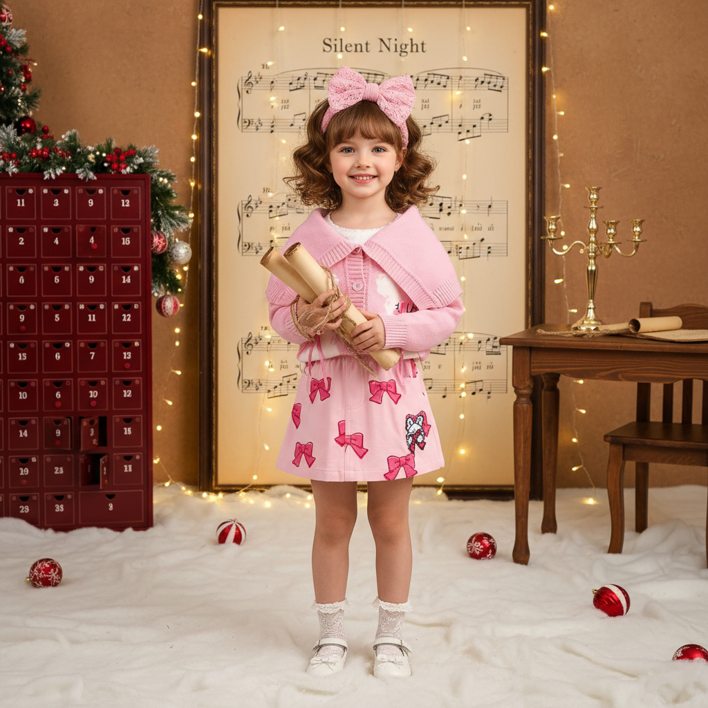 [Archive Sale] Yarn/wool Yarn Webbing Long Sleeve Regular Tops  And Short Skirts Set - image 3