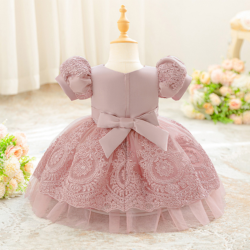 Lace Bow Lace Short Sleeve Mid-long Dresses - image 2