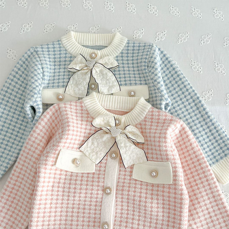 Yarn/wool Yarn Bow Long Sleeve Regular Two-piece Set - image 9