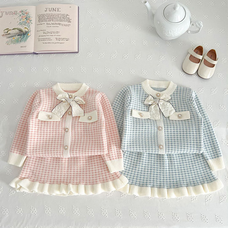 Yarn/wool Yarn Bow Long Sleeve Regular Two-piece Set - image 8