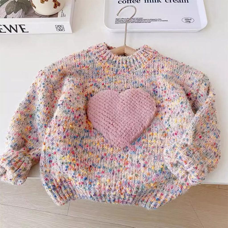 Yarn/wool Yarn Rosette Long Sleeve Regular Tops - Rainbow - 130cm - image 1