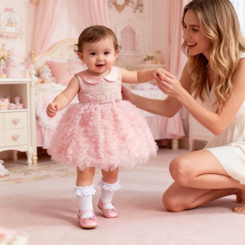 Lace Folds Sleeveless Mid-long Dresses - image 1