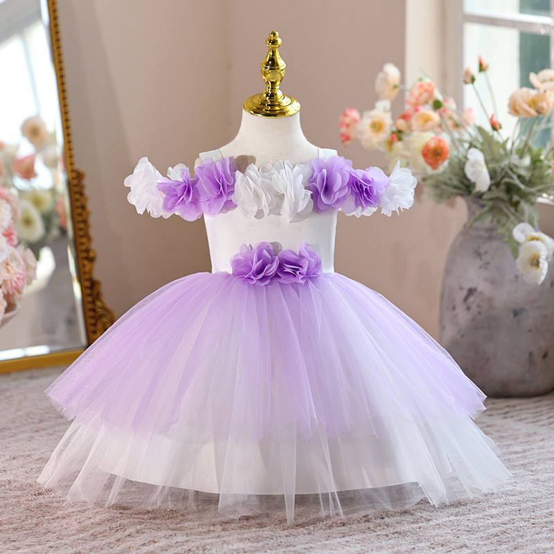 [Archive Sale] Mesh Rosette Sleeveless Midi Dresses - Purple - 12-18M【90cm】 - image 1