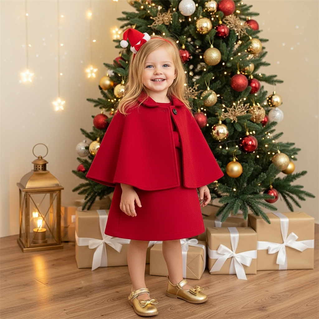 Woolen Bow Long Sleeve Midi Dresses&outerwears Set - image 3