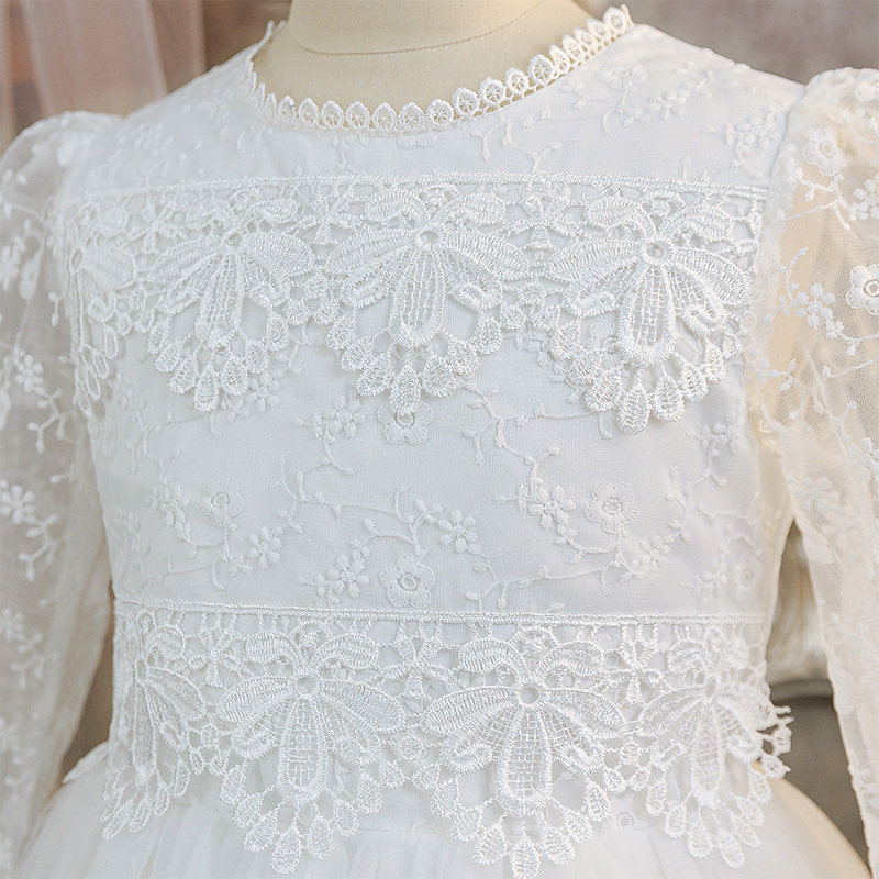 Mesh Applique Long Sleeve Maxi Dresses - image 5