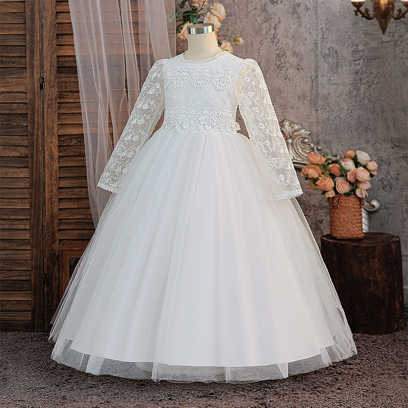 Mesh Applique Long Sleeve Maxi Dresses - image 4