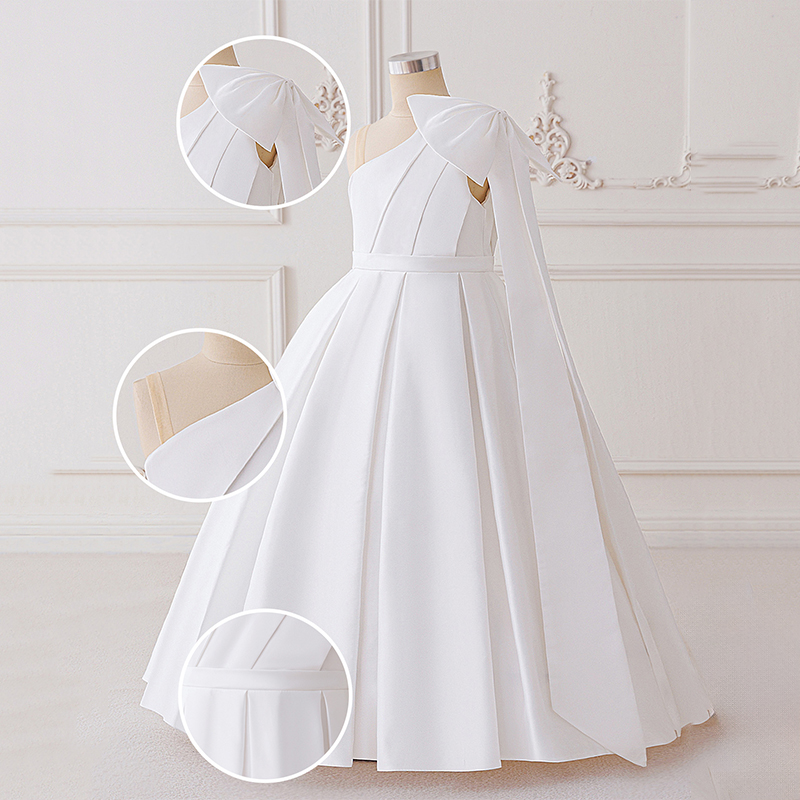 Satin Bow Sleeveless Maxi Dresses - White - 12Y - image 13