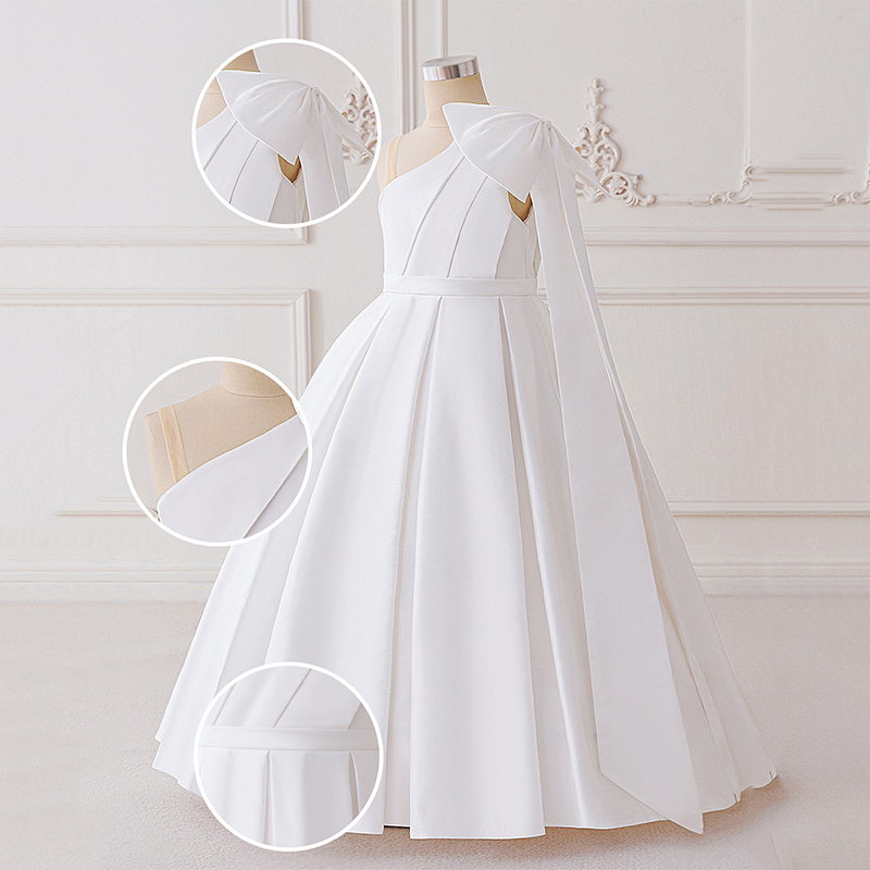 Satin Bow Sleeveless Maxi Dresses - White - 12Y - image 13