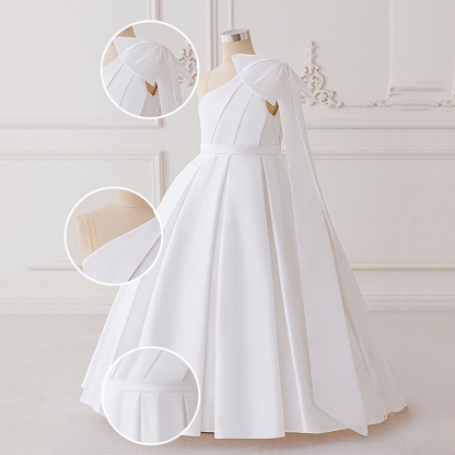 Satin Bow Sleeveless Maxi Dresses - White - 12Y - image 13