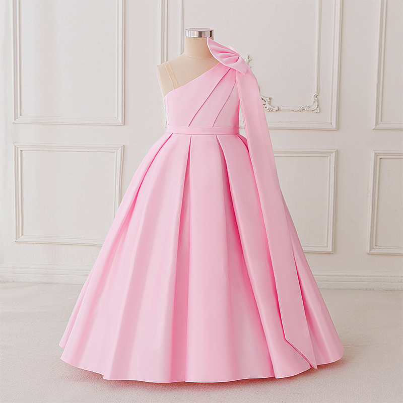 Satin Bow Sleeveless Maxi Dresses - Pink - 12Y - image 21