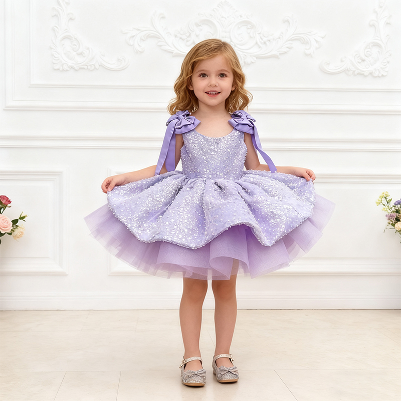 Chemical Fiber Blend Bow Sequins Sleeveless Mid-long Dresses - image 2