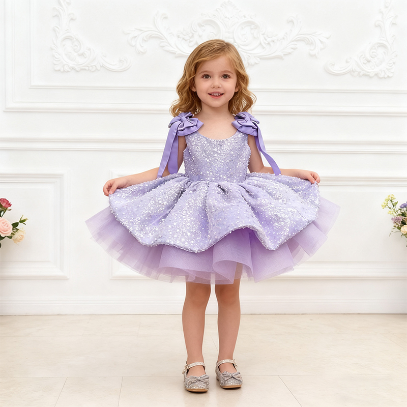 Chemical Fiber Blend Bow Sequins Sleeveless Mid-long Dresses - image 2