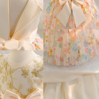 Mesh Bow Short Sleeve Midi Dresses - image 6