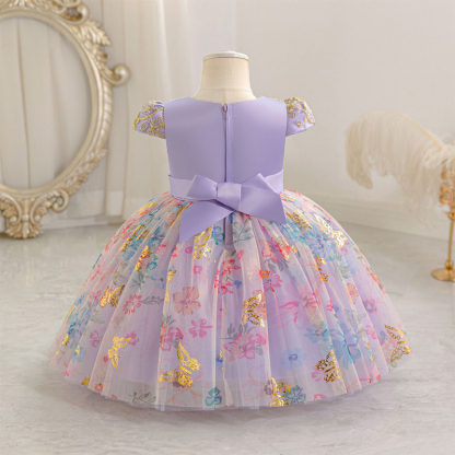 Mesh Bow Short Sleeve Midi Dresses - image 8