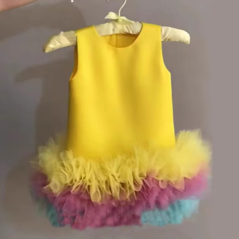 Satin Split Joint Sleeveless Midi Dresses - Yellow - 5-6Y - image 1