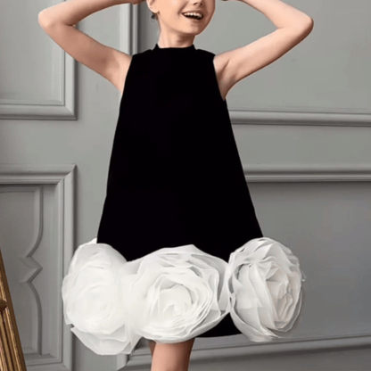 Satin Split Joint Sleeveless Midi Dresses - Black - 9-11Y - image 1