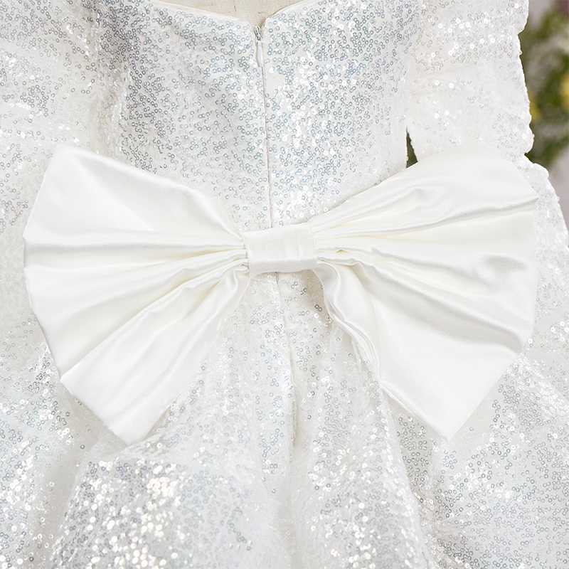 Satin Sequins Folds Long Sleeve Mid-long Dresses - image 10