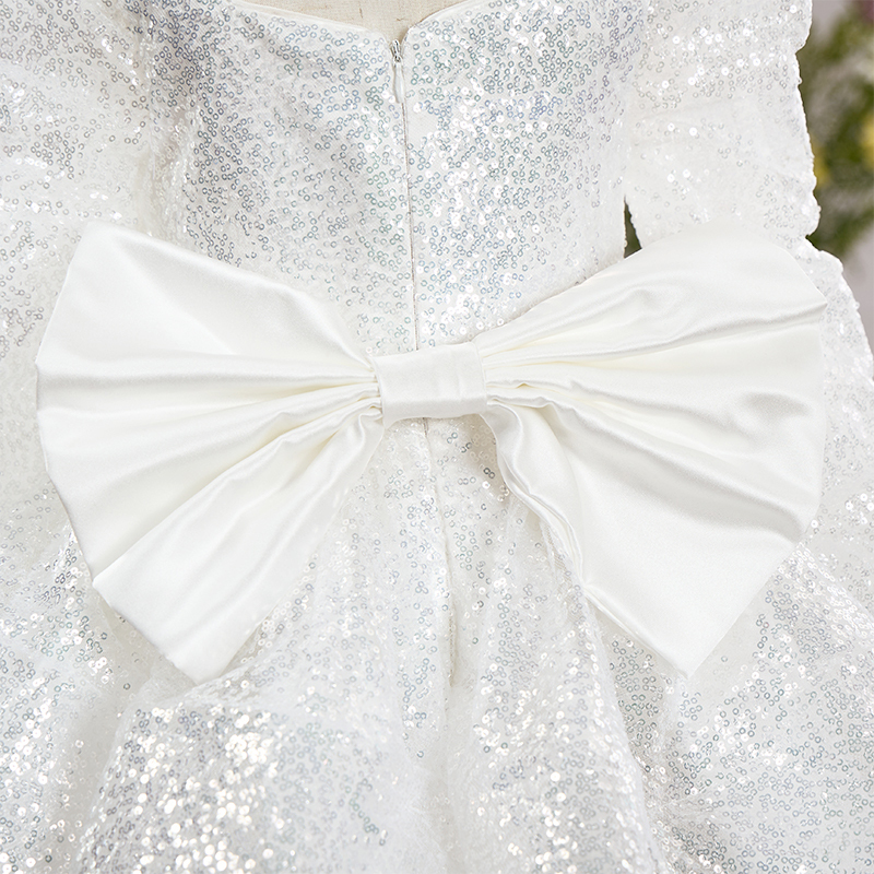 Satin Sequins Folds Long Sleeve Mid-long Dresses - image 10