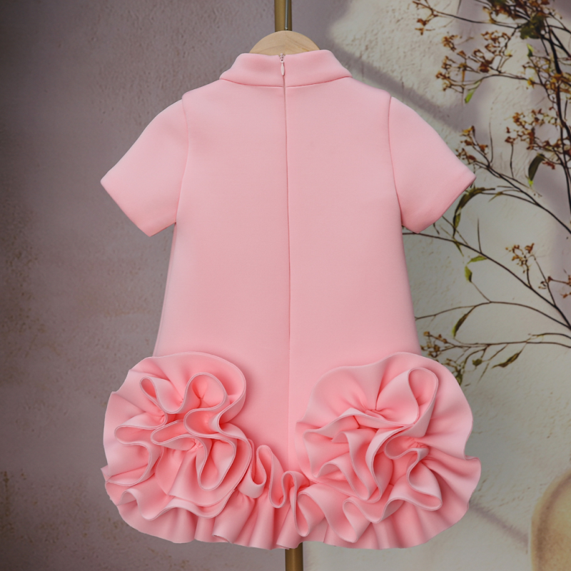 Scuba Knit Rosette Short Sleeve Midi Dresses - image 2