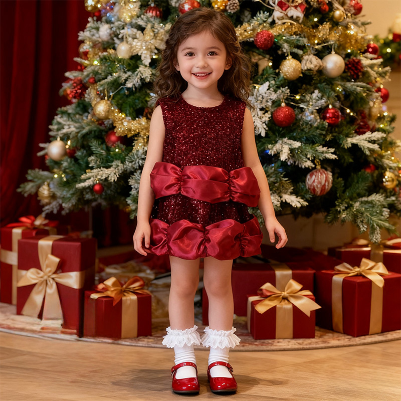 Sequins Fleece Sequins Sleeveless Regular Dresses - image 3