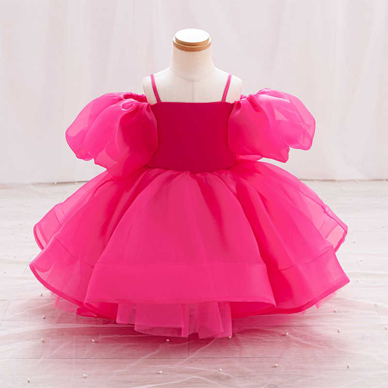 Organza Bow Sleeveless Regular Dresses - Rose - 130cm - image 1