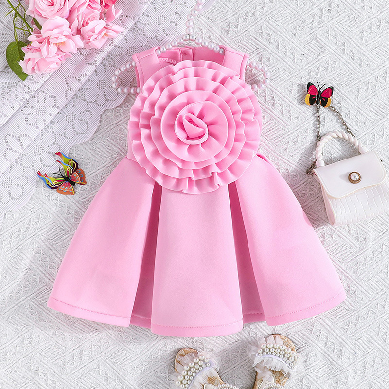 Scuba Knit Rosette Sleeveless Regular Dresses - Pink - 5Y - image 10