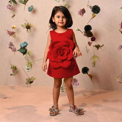 Scuba Knit Rosette Sleeveless Regular Dresses - image 17