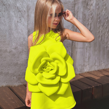 Scuba Knit Rosette Sleeveless Regular Dresses - image 27