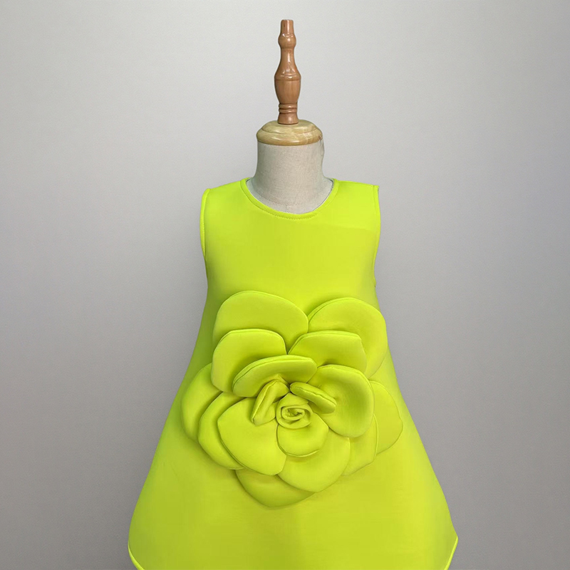 Scuba Knit Rosette Sleeveless Regular Dresses - Yellow - 140cm - image 25
