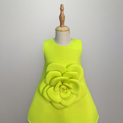 Scuba Knit Rosette Sleeveless Regular Dresses - Yellow - 140cm - image 25