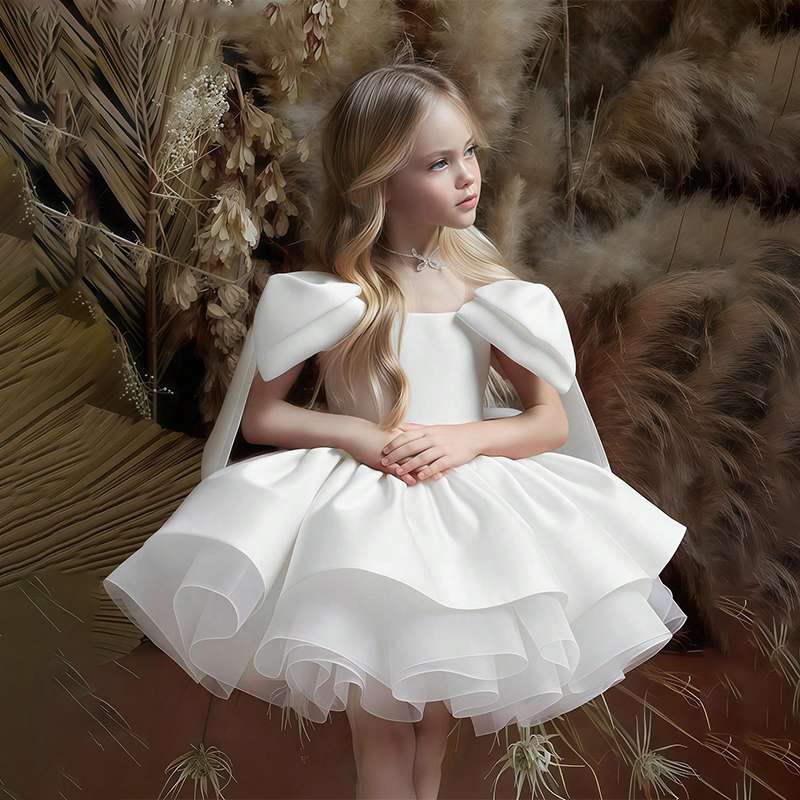 Satin Bow Sleeveless Regular Dresses - Ivory - 150cm - image 21