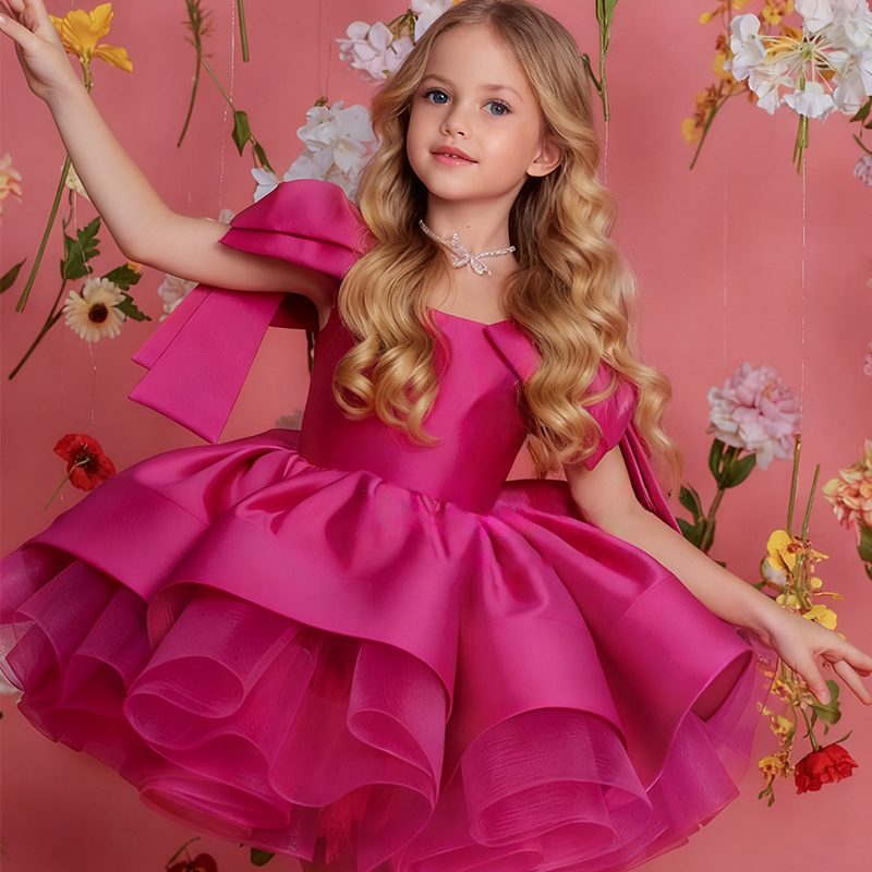Satin Bow Sleeveless Regular Dresses - Rose - 150cm - image 5