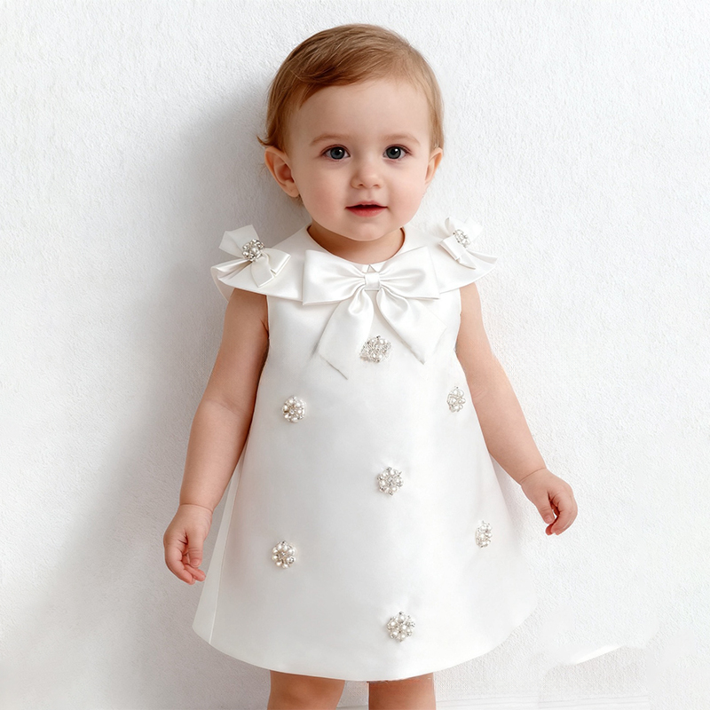 Satin Imitation Pearls Sleeveless Regular Dresses - image 4