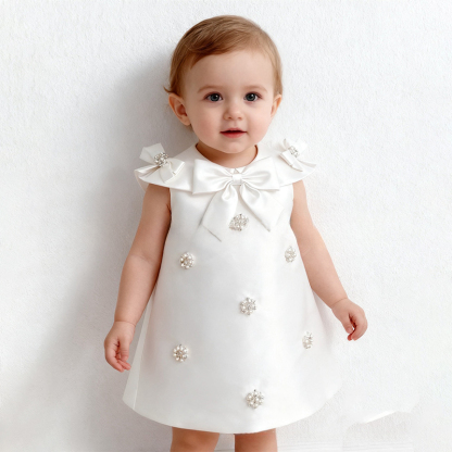 Satin Imitation Pearls Sleeveless Regular Dresses - image 4